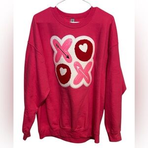 **HANDMADE** XOXO Chenille Patch Sweater NWOT